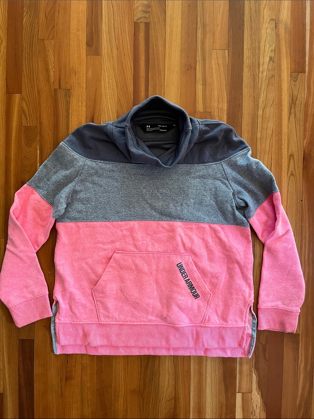Under Armour Men's Pink and Gray Colorblock Hoodie